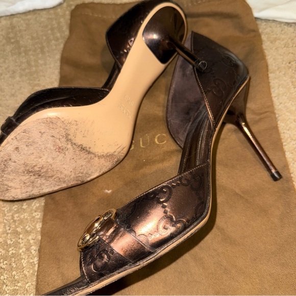 Gucci horsebit pumps. Gorgeous bronze with guccisima imprint - Picture 5 of 7